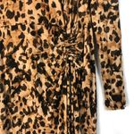 CAbi Selma Brown Animal Print Cinched Waist Long Sleeve Midi Dress S #4216 Photo 3