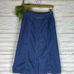 Denim & Co  Faux Button Down Denim Chambray Midi Skirt Photo 0
