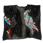 VTG 90s LIMS Black Beaded Sequined Bird Parrot Crochet Knit Cardigan Womens M Size M Photo 8
