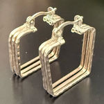 Vintage Signed 925 MEX Sterling Silver Triple Hollow Tube Square Hoop Earrings Photo 0