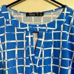 Blue and White Grid Pattern Blouse Photo 2