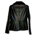 JustFab Moto Jacket Black Faux Leather Zipper Accents Bomber Jacket Size Medium Photo 1