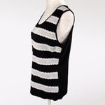Tahari Striped Knit Tank Top Black White Sleeveless Size 8 Photo 3