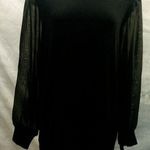 Cable & Gauge Knit Sweater Sheer Sleeves scalloped neck black Size 2X Photo 0