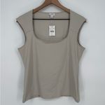 J.Crew  Cap-Sleeve Stretch Cotton-Blend Squareneck‎ Tank Top Size L Photo 3