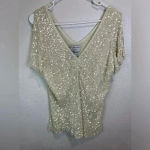 Papell Boutique Vintage Papell Boutique Women’s Sequin Beaded Split Flutter Sleeve Silk Blouse Photo 1