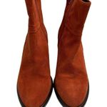 Garnet Hill  Size 7 Booties Orange Suede Ankle Boots Zip Italy Leopard Women’s Photo 1