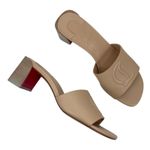Christian Louboutin So CL Mules 55 Leather Heel Sandal Beige Size 37 Photo 2