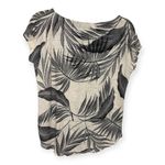 Tahari Linen Palm Leaf Top M Beige Black Coastal Resortwear Vacation Style Photo 1