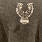 Harley Davidson  Motorcycles Black Glitter V Neck Long Sleeve Criss Cross Top Photo 5