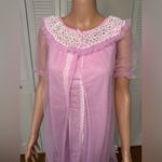 Vintage pink satin lace trimmed nightgown and sheer‎ robe Photo 1