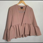 Topshop Mauve Bell Sleeve Ruffle Blazer Size 8 Photo 2