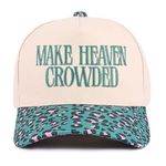 Make Heaven Crowded Embroidered Hat Cream / Teal Leopard Brim NWT Photo 1