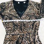 ASTR ‎ Selene Leopard Print Sequin Mini Dress Gold Black Wrap Mobwife Size Small Photo 9