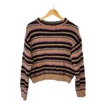 Anthropologie‎ Elsamanda Striped Chunky Sweater Italy Wool Alpaca Women Large Brown Photo 3