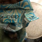 Cato Y2k short sleeve graphic blouse with frill sleeves and ruched scrunched ends with a purple and blue color scheme Photo 2