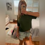 American Eagle AE Soft & Sexy Boxy T-Shirt Green Ribbed Top Women’s Size S Relax Fit whimsigoth Photo 1