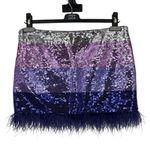 Lovers + Friends  Sirena Skirt in Purple Multi Sequin size Medium Mini Feathers Photo 8