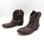 Steven By Steve Madden Vestted Brown Leather Western Boots Cowgirl Booties Photo 0
