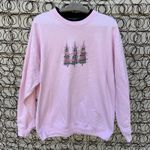 Vintage Coquette Whimsy Pale Pink Black plaid Christmas Tree Crewneck Sweatshirt Size L Photo 0