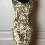 VINTAGE KHAKI CRUSHED VELVET TANK DRESS Gold Size L Photo 0