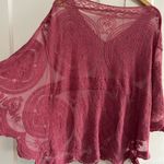 Red Asymmetrical Tie Front Bell Sleeve Tunic Size L Photo 4