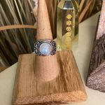 Moonstone Sterling Silver Wide Band Ring Size 7.5 Photo 0