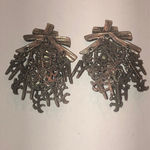 Vintage Pewter Oriental House Dangling Funky Retro Boho Clip On Earrings Photo 0