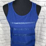 st. john's bay cotton blend sleeveless tank top w/sequins navy blue sz Med Photo 2
