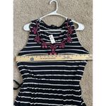 Talbots  Embroidered Tassel Belt Stripe Jersey Maxi Dress Sz M Summer Preppy New Photo 7