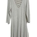Torrid Size 0X US 12 L Sweater Dress Knit Oatmeal Lattice Strappy Skater V-neck Photo 1