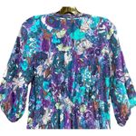 Rebecca Taylor Silk Purple Blue Floral 3/4 Sleeve Peasant Dress Size 4 Photo 3