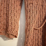 Peruvian Connection  light dusty rose eyelet knit cardigan spring bday crochet Photo 3