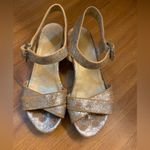 Stuart Weitzman  Playdate 7.5 Crackled Sliver Wedge Sandals Photo 1