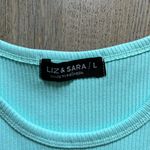 Liz & Sara Aqua Ribbed Top Blue Size L Photo 2