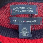 Tommy Hilfiger Sweater Womens Small Red Navy Polka Dot Pima Cotton Preppy Nerdy Photo 2