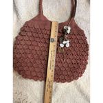 Stone Mountain Women Handbag Brown Rust Knit Crocheted Boho Purse Ornate Dangles Photo 3
