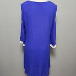 Entro  blue crepe tassel crochet tassel trim shift dress size medium Photo 4