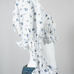 Storia Floral Smocked Tie Crop Top Ruffle Sleeves Woman's Small NEW! Photo 2