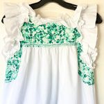 Mi Golondrina Soledad Embroidered Cotton Blouse White Green Floral Small EUC Photo 3