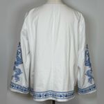 J.Jill Lightweight Embroidered Open Front Jacket 3/4 Sleeve Women’s Size Medium Blue Photo 3