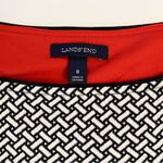 Lands End Knit Dress Black White Geometric Fit Flare Knee Length Sz 8 Sleeveless Photo 10