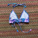 Victoria's Secret  BLUE PINK PAISLEY RUCHED HALTER BIKINI TOP LACE UP BACK Photo 2