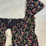 Free People Gaia Print Floral Corduroy Tunic Black Pink Tie Front S Small Photo 3