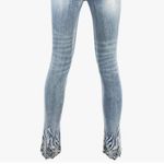Womens HR Lightwash Embellished Embroidered Raw Edge Skinny Jeans sz 6 Blue Photo 4