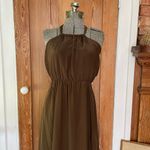 Leona by Lauren Leonard Chocolate Brown Halter Ruffle Maxi Dress Photo 2