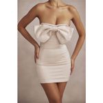 House Of CB HOUSE‎ OF CB 'Ariella' Ivory Satin Crystal Embellished Bow Dress NWOT size S Photo 11