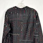 Laura Ashley  Size Large Top Beaded Silk Black Embroidered Button Up Blouse 1488‎ Photo 6