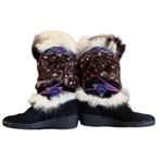 TECNICA Goat Fur Winter Boots Italy Leather Wedge Women 37/5 Black Photo 2