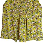 ZARA  smocked yellow floral high neck tank sleeveless‎ blouse size XS Photo 3